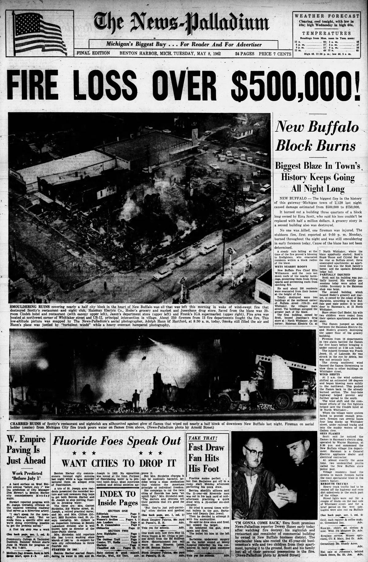 Josenhans Drug Store - May 8 1962 Article On Fire